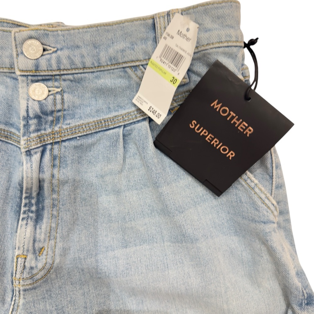 MOTHER Superior The Pleated Popular Peg Straight-Leg Jeans in Wash Intoxicated - Picture 7 of 8